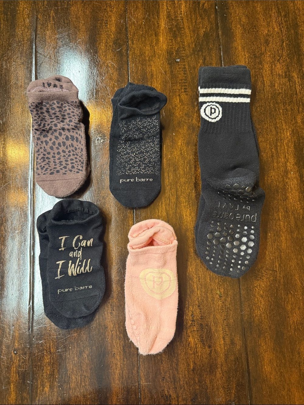 Pure Barre Mixed Grip Ballet Socks - Black, Pink, Brown